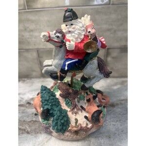 House of Lloyd Christmas Santa on horse Rocking music box Fox Bun Tally Ho Ho Ho